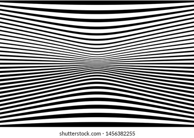 Digital image with a psychedelic stripes. Wave design black and white. Texture with wavy, curves lines. Optical art background. Vector illustration  