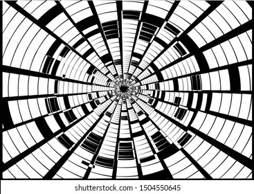 Digital image with a psychedelic stripes Wave design black and white. Optical art background. Texture with wavy, curves lines. Vector illustration