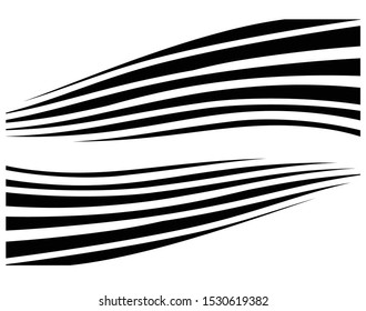Digital image with a psychedelic stripes Wave design black and white. Optical art background. Texture with wavy, curves lines. Vector illustration
