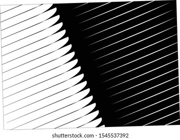 Digital image with a psychedelic stripes Wave design black and white. Optical art background. Texture with wavy, curves lines. Vector illustration