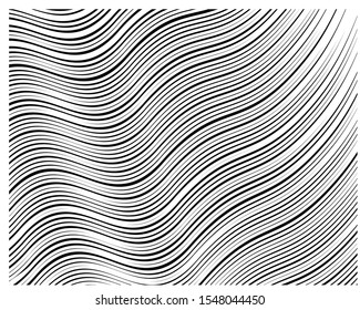 Digital image with a psychedelic stripes Wave design black and white. Optical art background. Texture with wavy, curves lines. Vector illustration