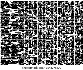 Digital image with a psychedelic stripes Wave design black and white. Optical art background. Texture with wavy, curves lines. Vector illustration