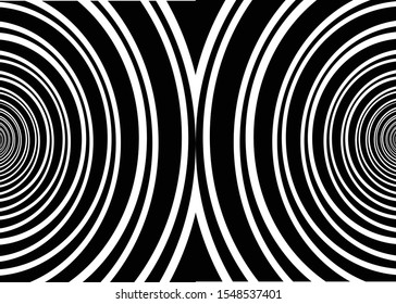 Digital image with a psychedelic stripes Wave design black and white. Optical art background. Texture with wavy, curves lines. Vector illustration