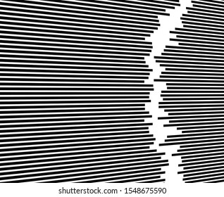 Digital image with a psychedelic stripes Wave design black and white. Optical art background. Texture with wavy, curves lines. Vector illustration