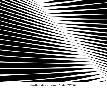 Digital image with a psychedelic stripes Wave design black and white. Optical art background. Texture with wavy, curves lines. Vector illustration