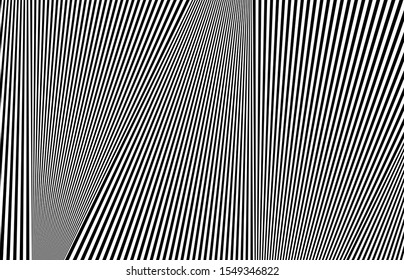 Digital image with a psychedelic stripes Wave design black and white. Optical art background. Texture with wavy, curves lines. Vector illustration