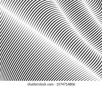 Digital image with a psychedelic stripes Wave design black and white. Optical art background. Texture with wavy, curves lines. Vector illustration