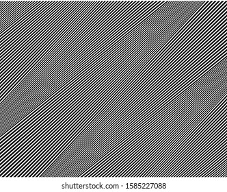 Digital image with a psychedelic stripes Wave design black and white. Optical art background. Texture with wavy, curves lines. Vector illustration