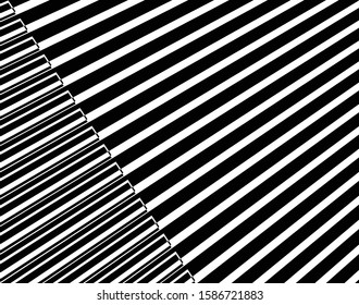 Digital image with a psychedelic stripes Wave design black and white. Optical art background. Texture with wavy, curves lines. Vector illustration