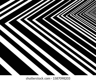 Digital image with a psychedelic stripes Wave design black and white. Optical art background. Texture with wavy, curves lines. Vector illustration