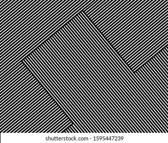  Digital image with a psychedelic stripes Wave design black and white. Optical art background. Texture with wavy, curves lines. Vector illustration
