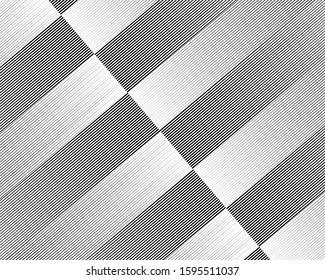 Digital image with a psychedelic stripes Wave design black and white. Optical art background. Texture with wavy, curves lines. Vector illustration