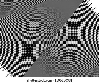 Digital image with a psychedelic stripes Wave design black and white. Optical art background. Texture with wavy, curves lines. Vector illustration