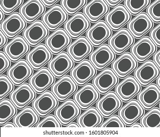  Digital image with a psychedelic stripes Wave design black and white. Optical art background. Texture with wavy, curves lines. Vector illustration