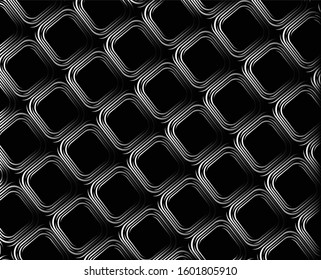  Digital image with a psychedelic stripes Wave design black and white. Optical art background. Texture with wavy, curves lines. Vector illustration