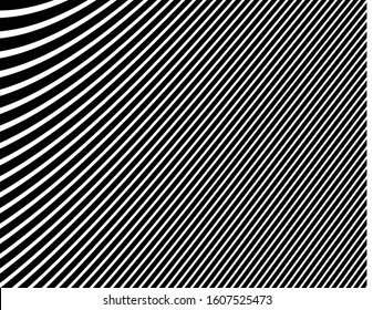  Digital image with a psychedelic stripes Wave design black and white. Optical art background. Texture with wavy, curves lines. Vector illustration