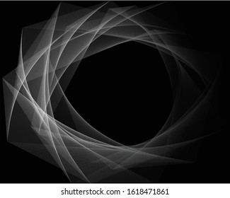  Digital image with a psychedelic stripes Wave design black and white. Optical art background. Texture with wavy, curves lines. Vector illustration