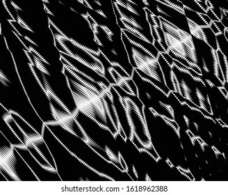 Digital image with a psychedelic stripes Wave design black and white. Optical art background. Texture with wavy, curves lines. Vector illustration