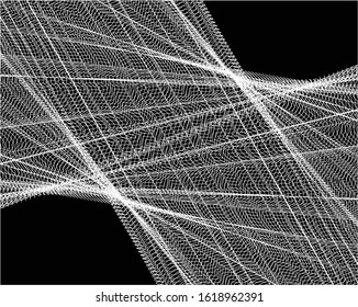 Digital image with a psychedelic stripes Wave design black and white. Optical art background. Texture with wavy, curves lines. Vector illustration
