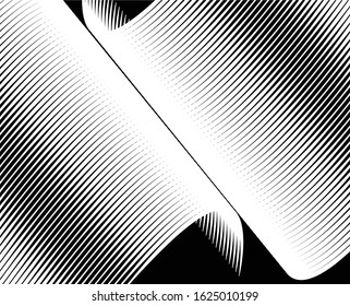 Digital image with a psychedelic stripes Wave design black and white. Optical art background. Texture with wavy, curves lines. Vector illustration