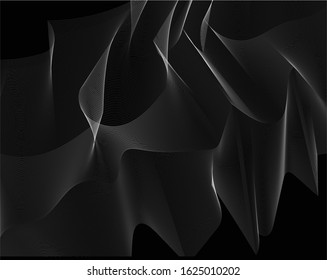 Digital image with a psychedelic stripes Wave design black and white. Optical art background. Texture with wavy, curves lines. Vector illustration