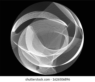  Digital image with a psychedelic stripes Wave design black and white. Optical art background. Texture with wavy, curves lines. Vector illustration