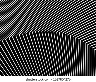 Digital image with a psychedelic stripes Wave design black and white. Optical art background. Texture with wavy, curves lines. Vector illustration