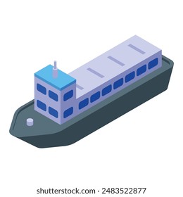 Digital image of a stylized isometric cargo ship, perfect for transport and logistics themes