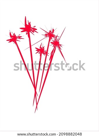 A digital impressionist bouquet with extravagant sparkling, irradiant buds. Silhouette. Vector. Ability to change to any size without loss of quality. 