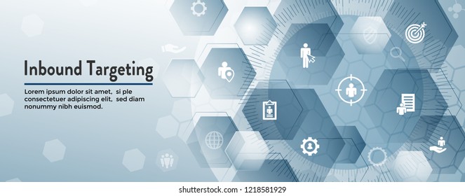 Digital Inbound Marketing  & Targeting Web Banner with Vector Icon Set