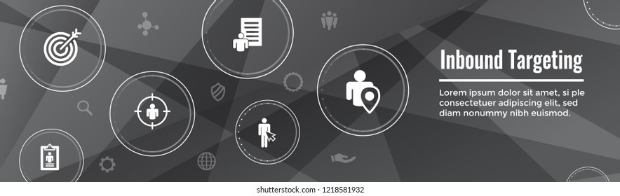 Digital Inbound Marketing  & Targeting Web Banner with Vector Icon Set