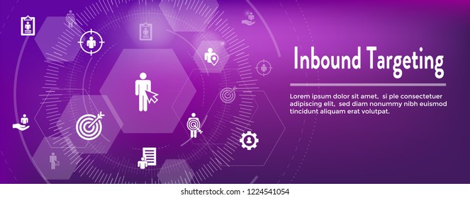 Digital Inbound Marketing  & Targeting Web Banner with Vector Icon Set