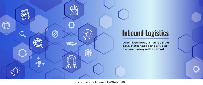 Digital Inbound Marketing Web Banner with Vector Icons - CTA, Growth, SEO, etc