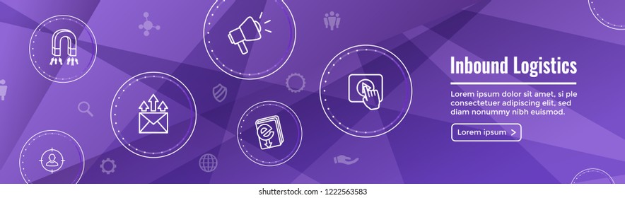 Digital Inbound Marketing Web Banner with Vector Icons - CTA, Growth, SEO, etc