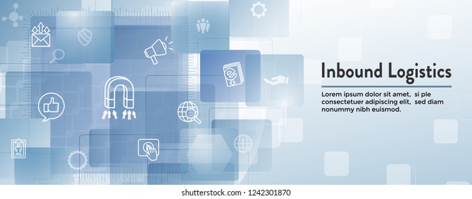 Digital Inbound Marketing Web Banner with Vector Icons - CTA, Growth, SEO, etc