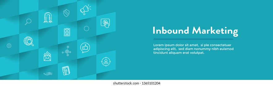 Digital Inbound Marketing Web Banner - Vector Icons with CTA, Growth, SEO, etc