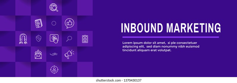 Digital Inbound Marketing Web Banner - Vector Icons with CTA, Growth, SEO, etc