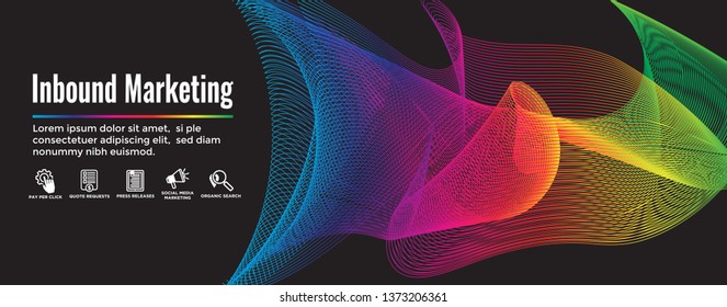 Digital Inbound Marketing Web Banner - Vector Icons with CTA, Growth, SEO, etc