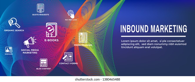 Digital Inbound Marketing Web Banner - Vector Icons with CTA, Growth, SEO, etc