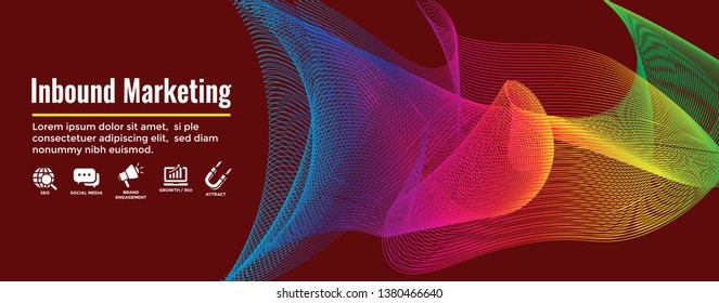 Digital Inbound Marketing Web Banner - Vector Icons with CTA, Growth, SEO, etc