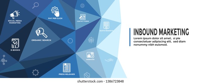 Digital Inbound Marketing Web Banner - Vector Icons with CTA, Growth, SEO, etc