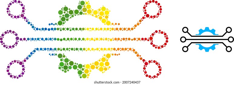 Digital industry composition icon of round dots in variable sizes and spectrum color tinges. A dotted LGBT-colored digital industry for lesbians, gays, bisexuals, and transgenders.