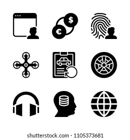 digital, industry, rim and password icons in Technology vector set. Graphics for web and design