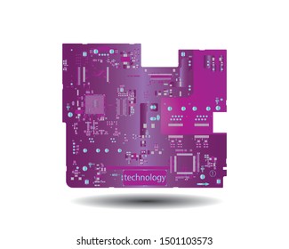 Digital inegrated technology. Printed Circuit board. PCB. for background or banner