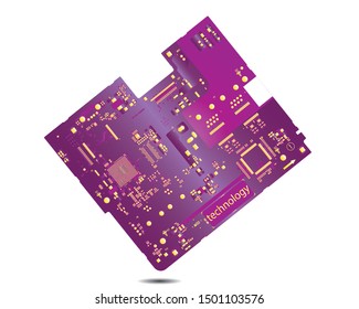 Digital inegrated technology. Printed Circuit board. PCB. for background or banner