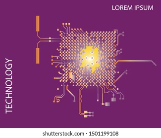 Digital inegrated technology. Printed Circuit board. PCB. for background or banner