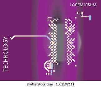 Digital inegrated technology. Printed Circuit board. PCB. for background or banner