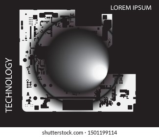 Digital inegrated technology. Printed Circuit board. PCB. for background or banner