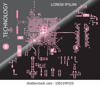 Digital inegrated technology. Printed Circuit board. PCB. for background or banner