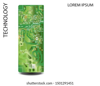 Digital inegrated technology. Printed Circuit board. PCB. for background or banner